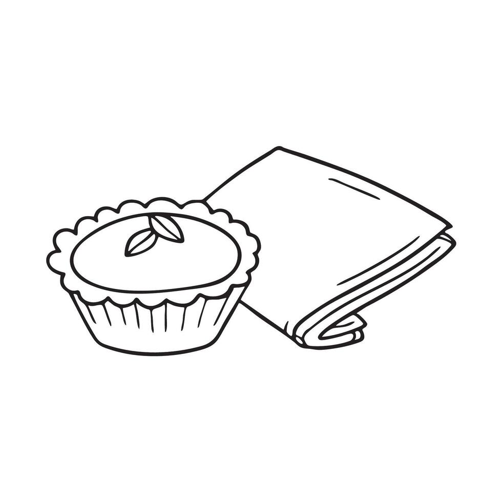 A tart lying beside a folded napkin vector