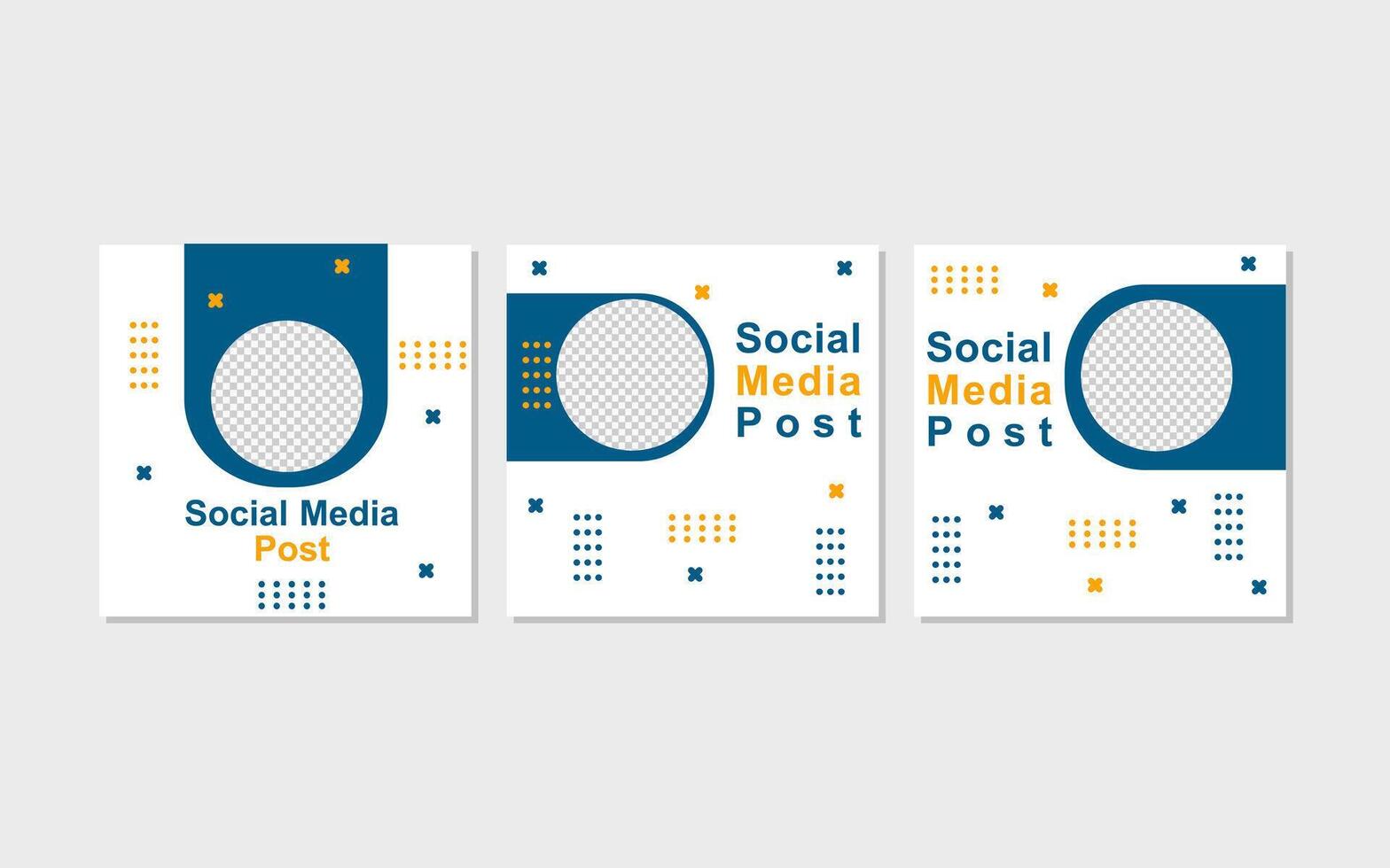 social media post templates with blue and yellow accents vector
