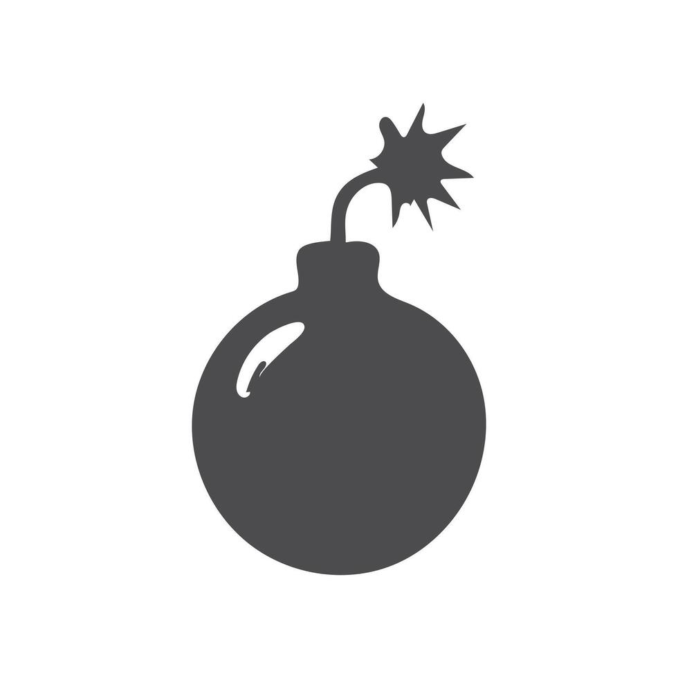 bomb with a burning fuse silhouette isolated on white background, bomb icon vector