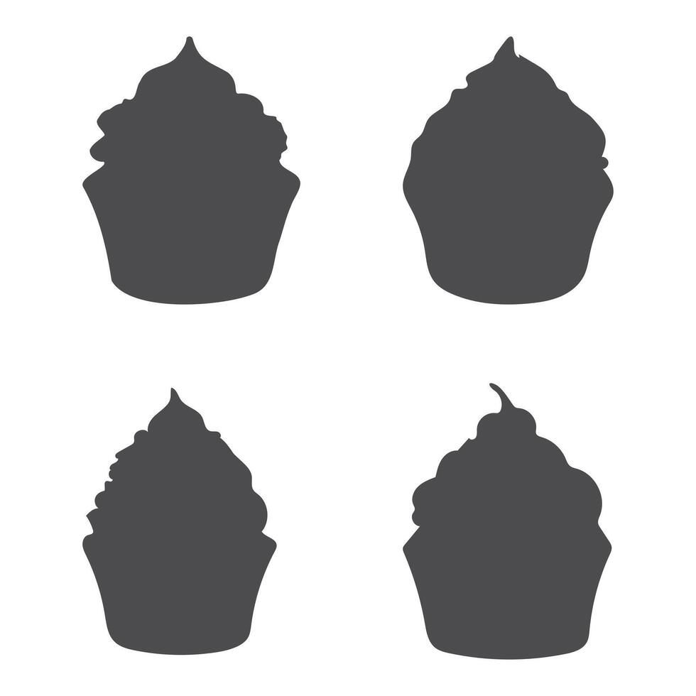 Cupcake silhouettes for various culinary and event themes vector