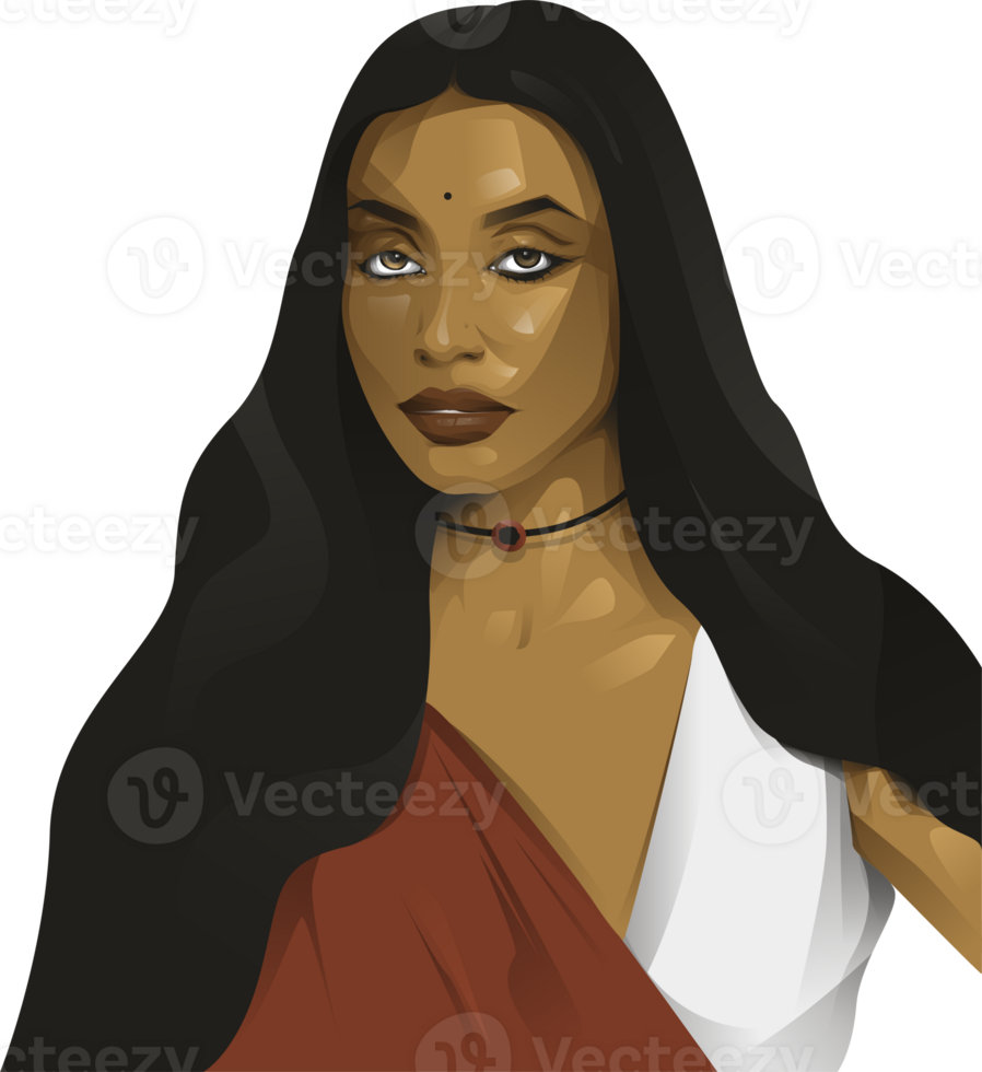 indian girl face portrait illustration png