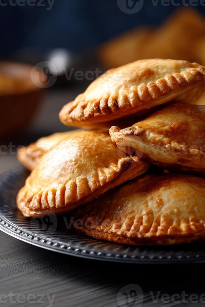 A stack of pasties on a plate photo