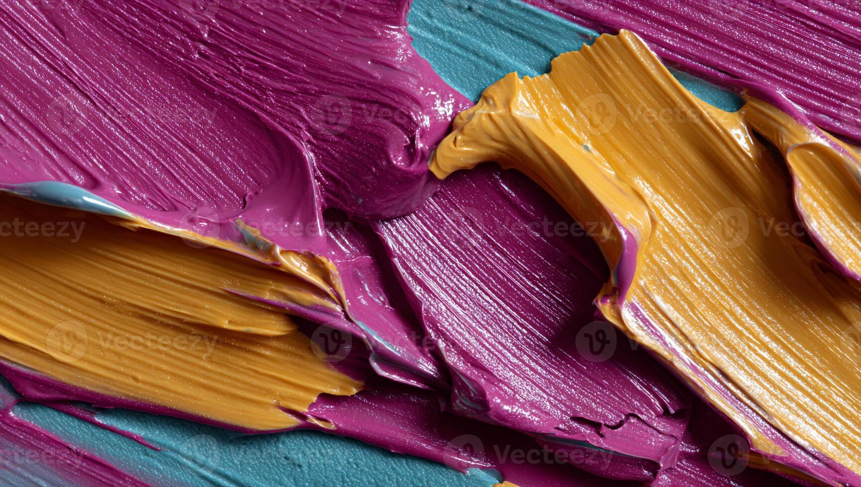 Vibrant, textured paint strokes in magenta, teal, and gold photo