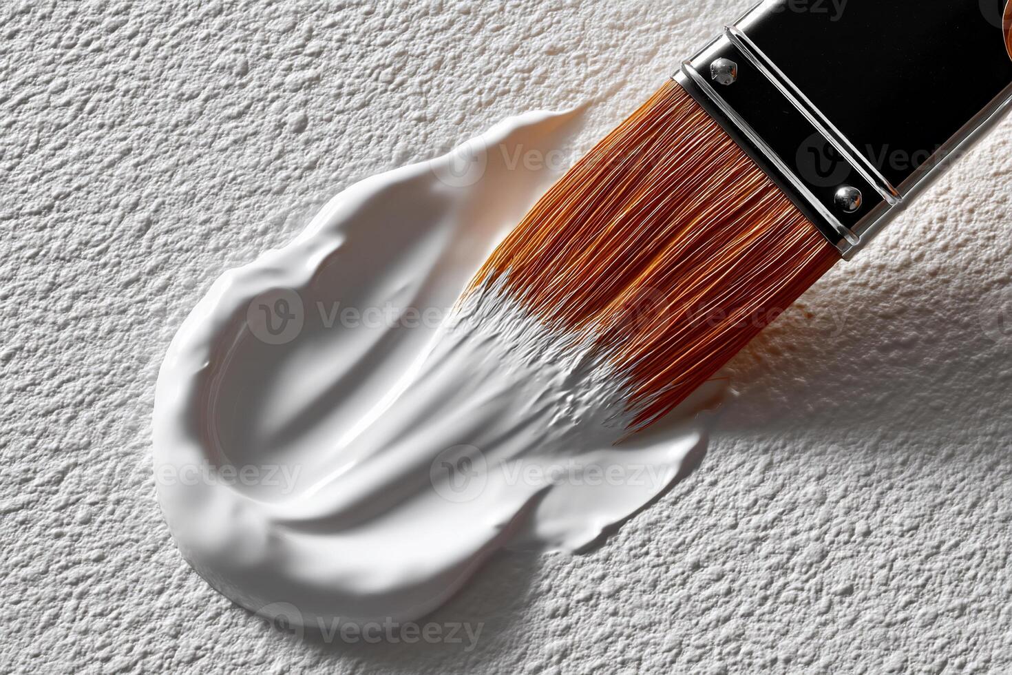 White paint stroke on textured canvas photo