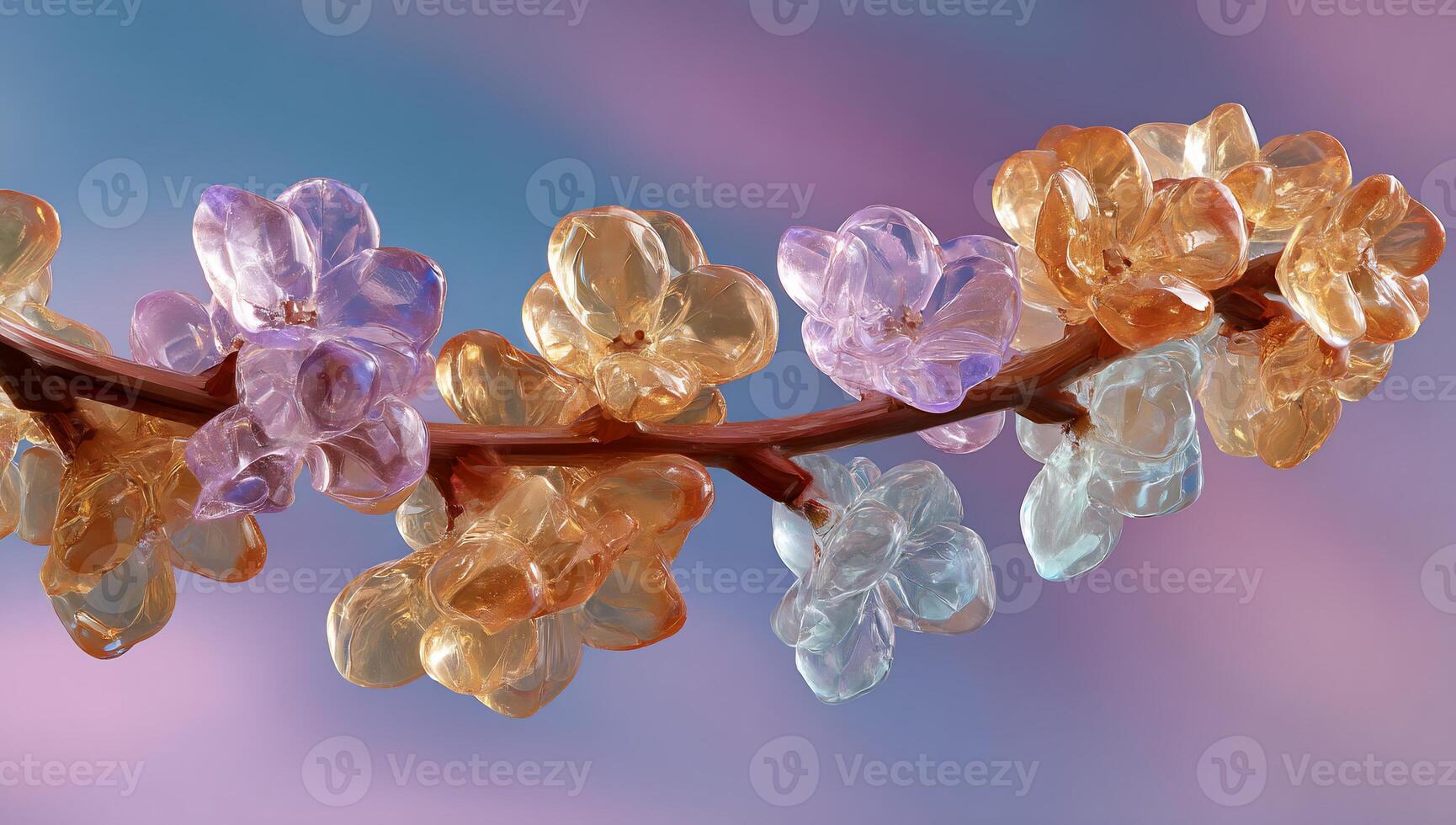A bunch of colorful flowers on a branch photo