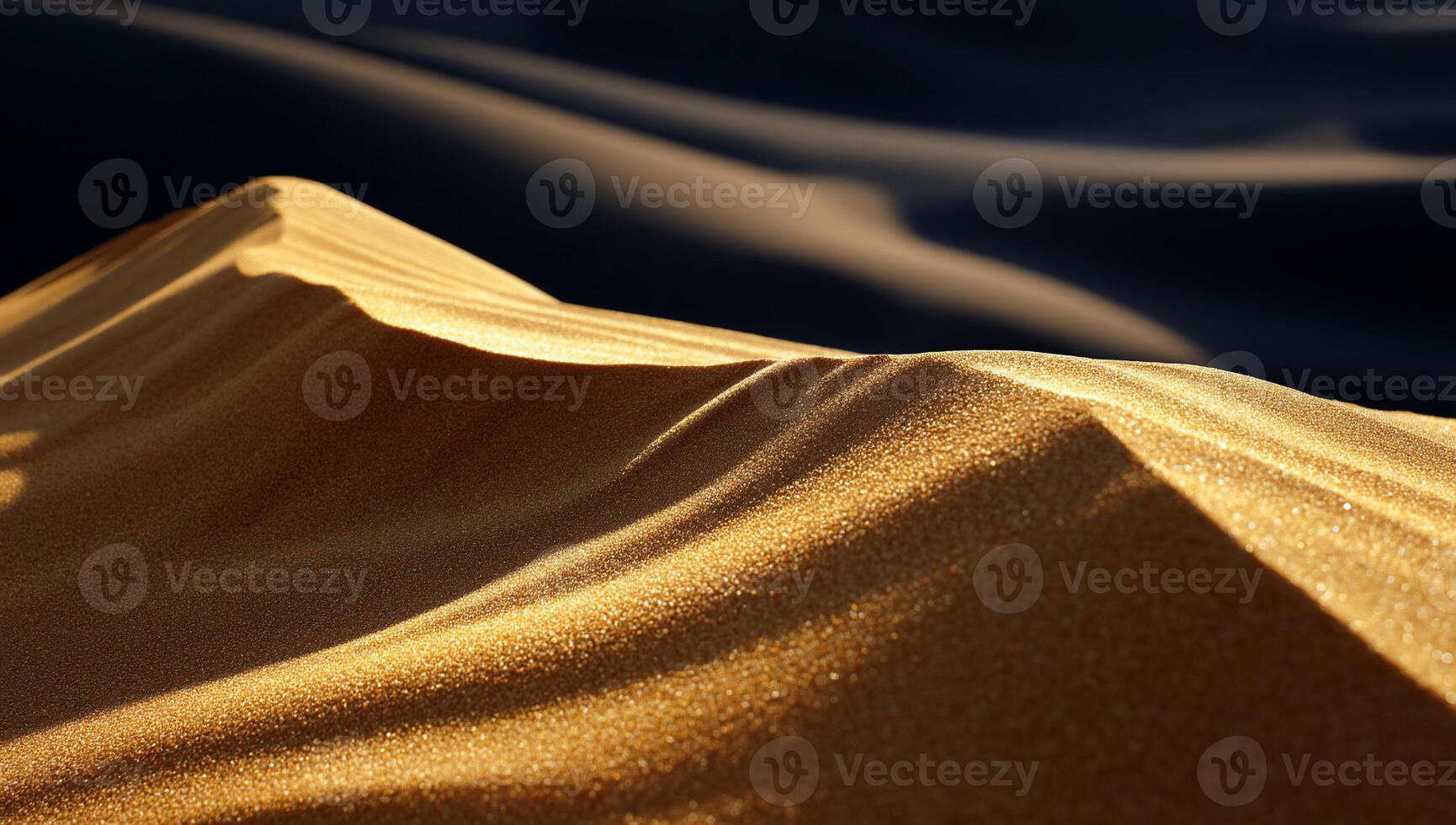 A desert with sand dunes and a blue sky photo