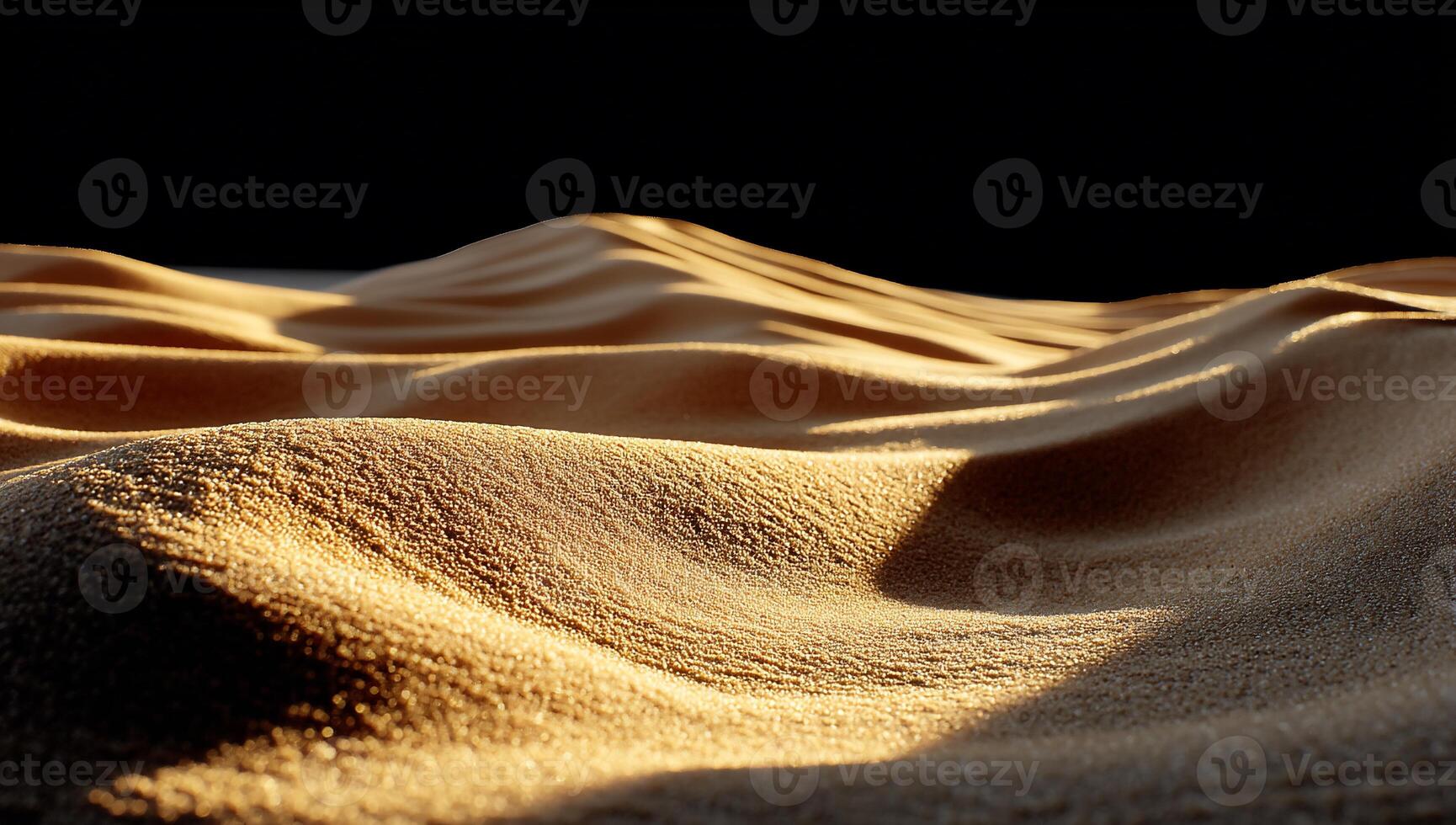 A desert with sand dunes and a black background photo