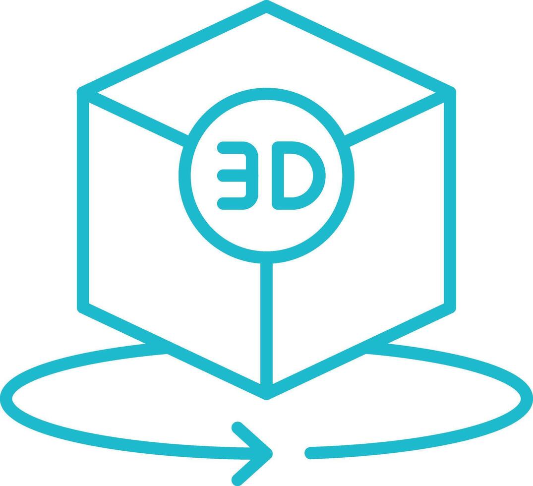 3d Model Line Icon vector