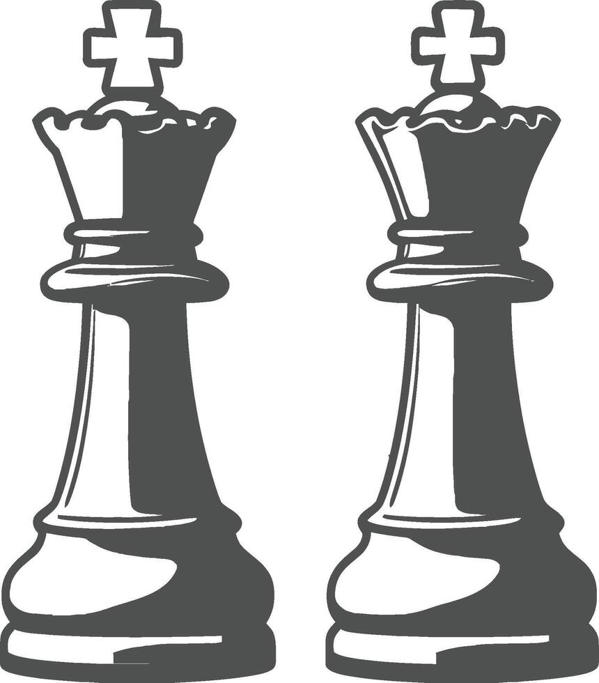 Detailed Illustration of Two Stylized Chess King Pieces in Art vector