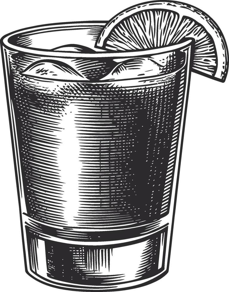 Hand-Drawn Illustration of a Refreshing Drink in Glass vector