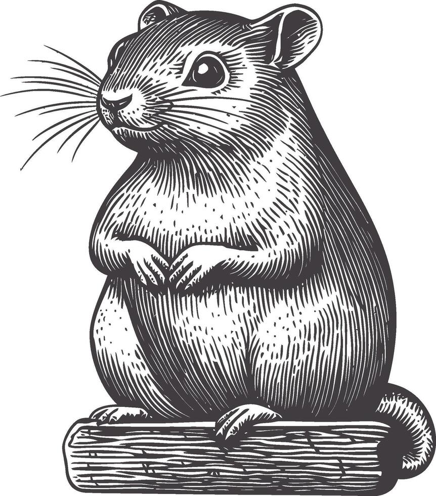 Detailed Hand-drawn Illustration of a Cute Rodent Character vector