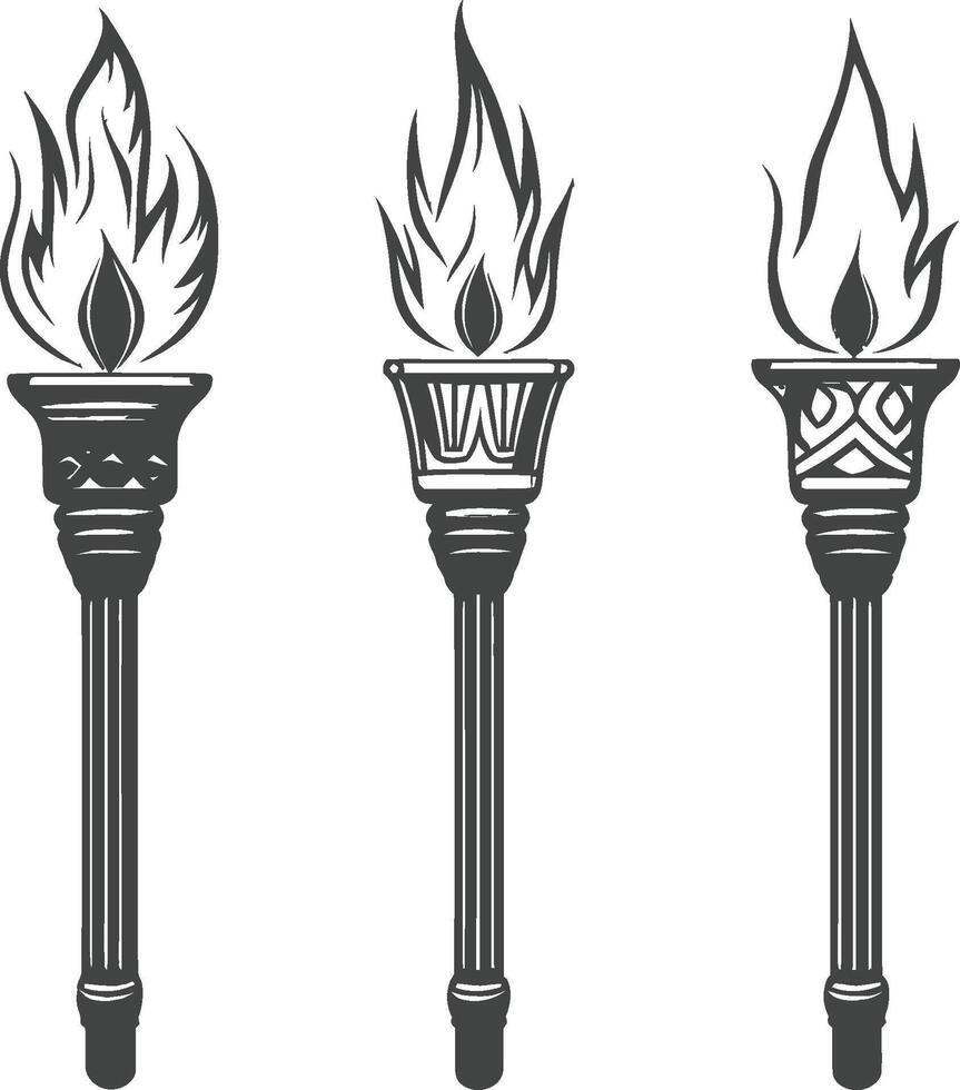 Vintage Torch Illustrations with Flame Design for Unique Art Projects vector