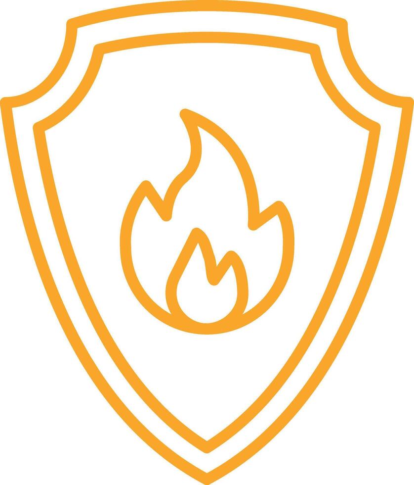 Fire Shield Line Icon vector