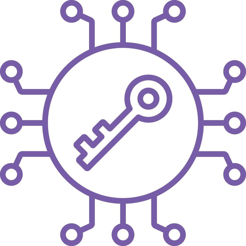 Key Encryption Line Icon vector