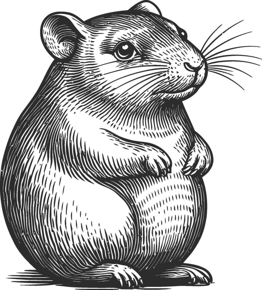 Detailed Vintage Illustration of a Rodent in Black and White Art Style vector