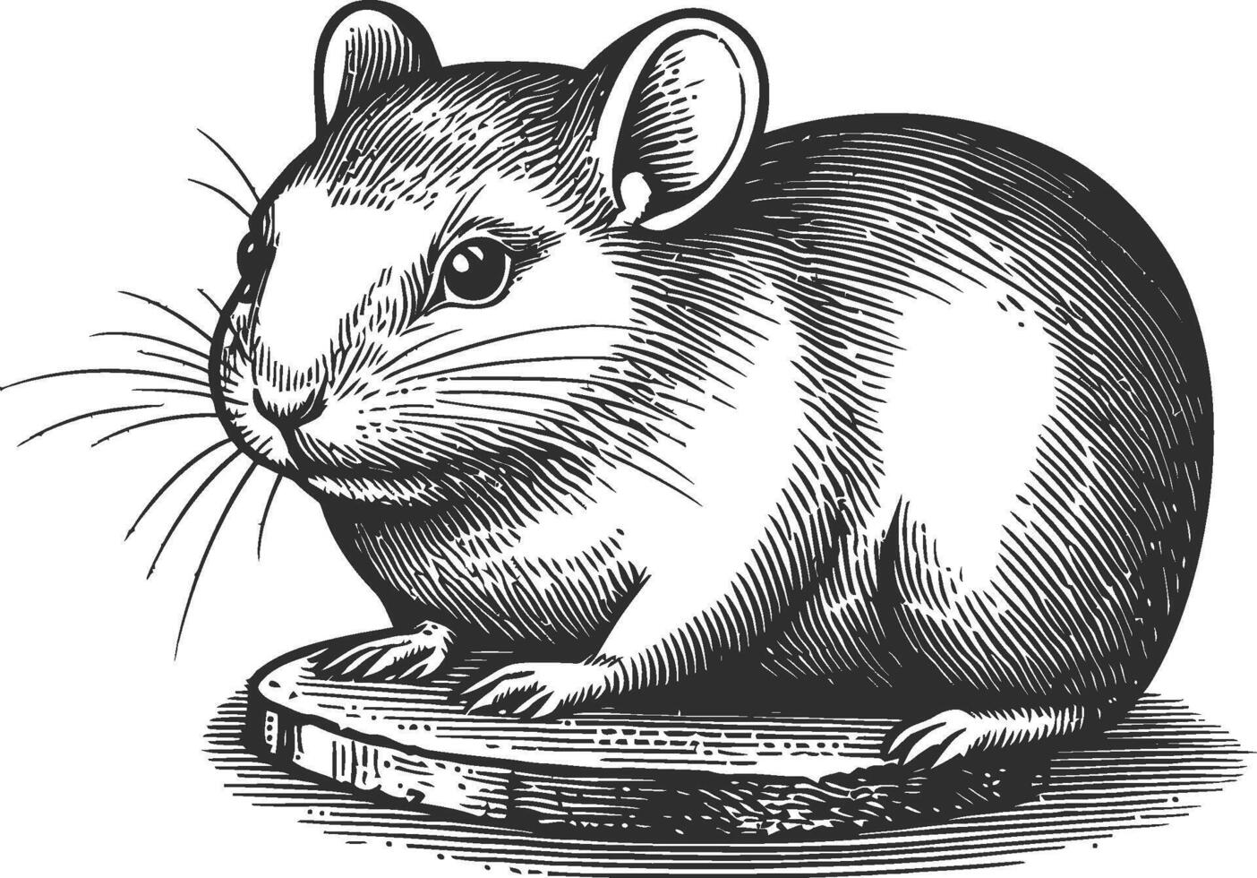 Detailed Illustration of a Chubby Mouse in Classic Artistic Style vector