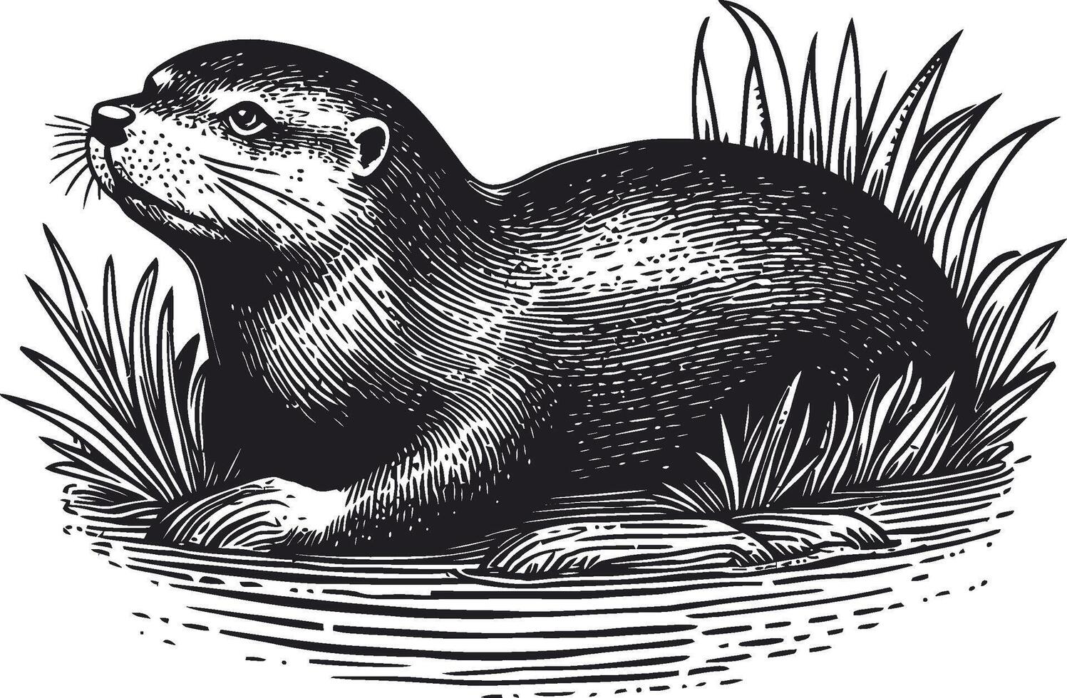 Detailed Illustration of a Curious Otter in Natural Habitat vector