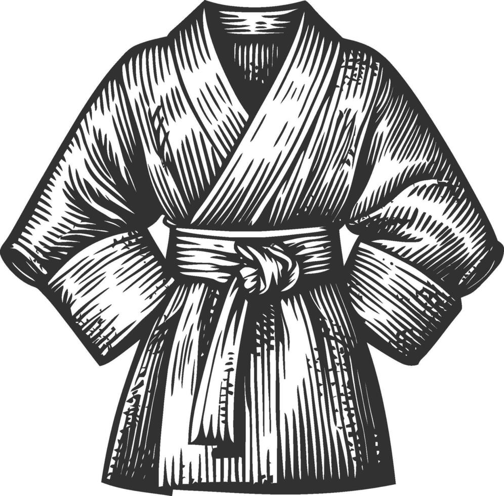 Hand-drawn Illustration of a Traditional Robe in Black and White vector