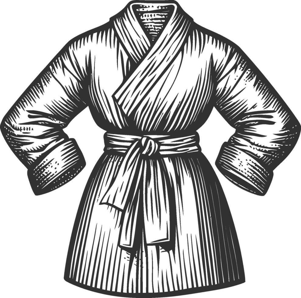 Detailed Illustration of a Bathrobe with Textured Lines and Style vector