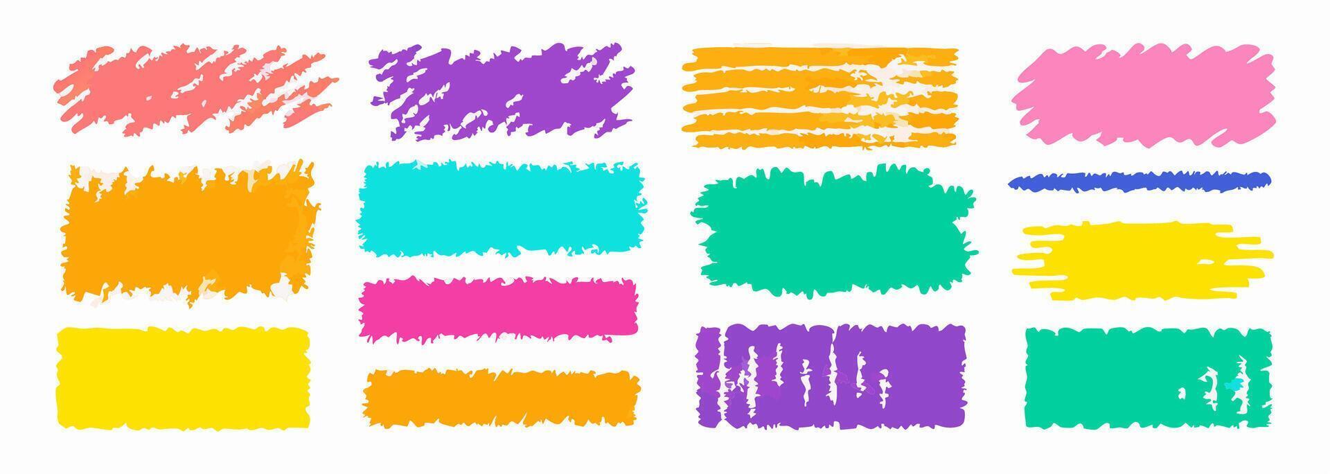 Colorful Hand Drawn Brush Stroke Set Design Elements vector