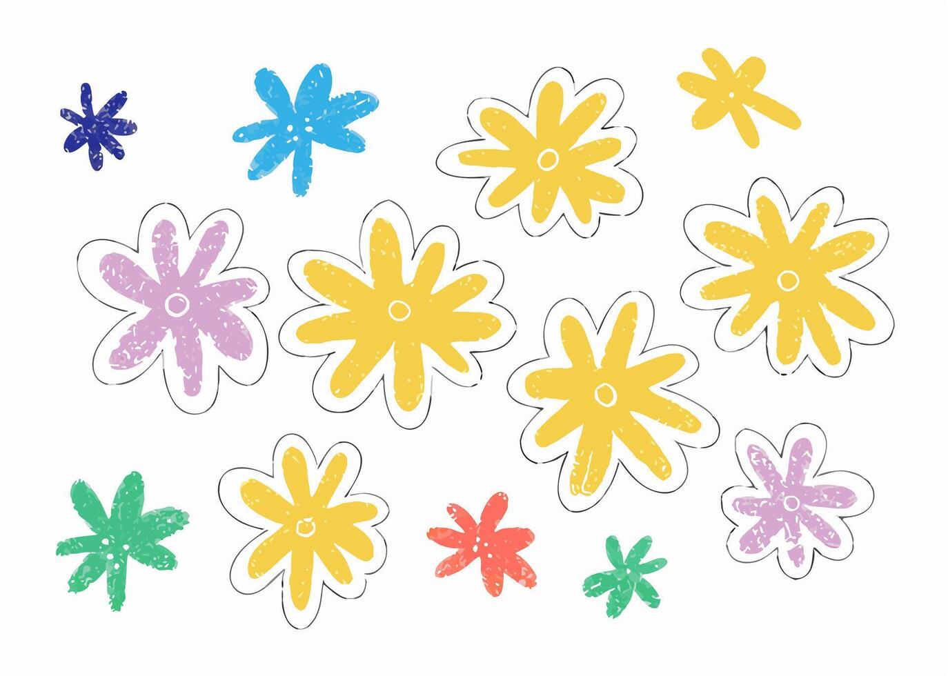 Colorful Hand Drawn Flower Pattern, Floral Design vector