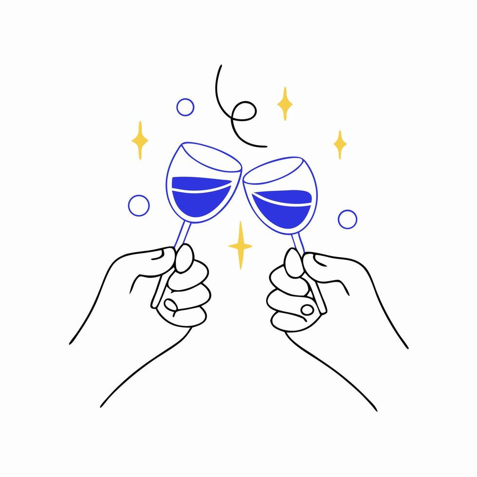 Two Hands Toasting with Wine Glasses, Celebration vector