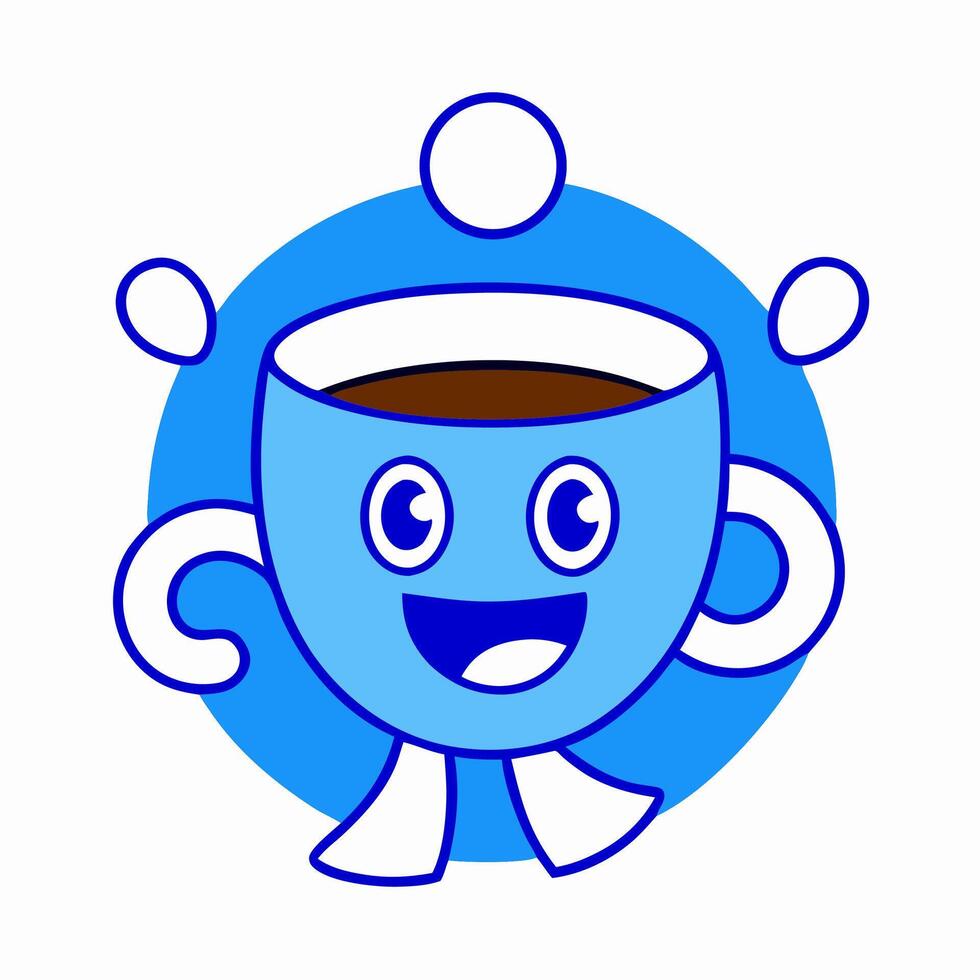 Happy Blue Coffee Cup Cartoon Character vector
