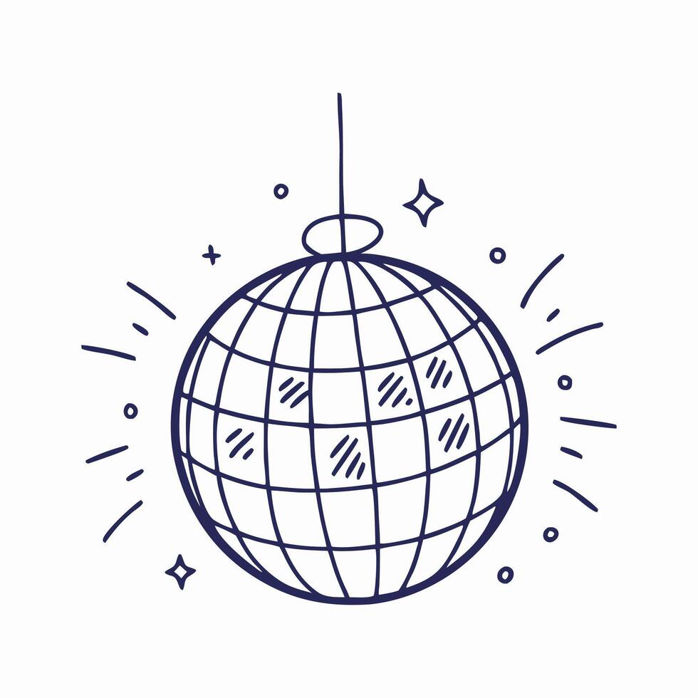 Hand drawn Disco Ball Illustration, Party Decoration vector