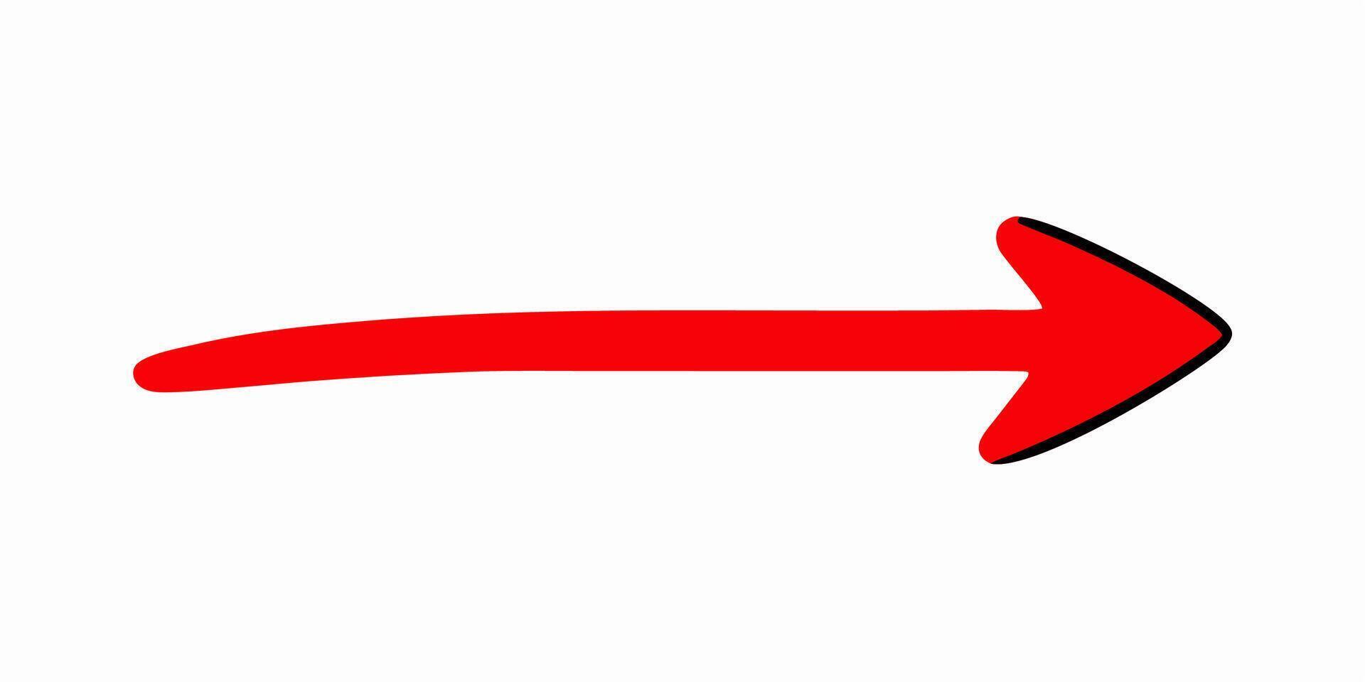 Hand drawn Red Arrow pointing Right Illustration vector