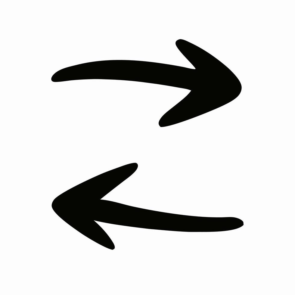Hand drawn Black Arrows Left and Right, Interchange, Swap vector