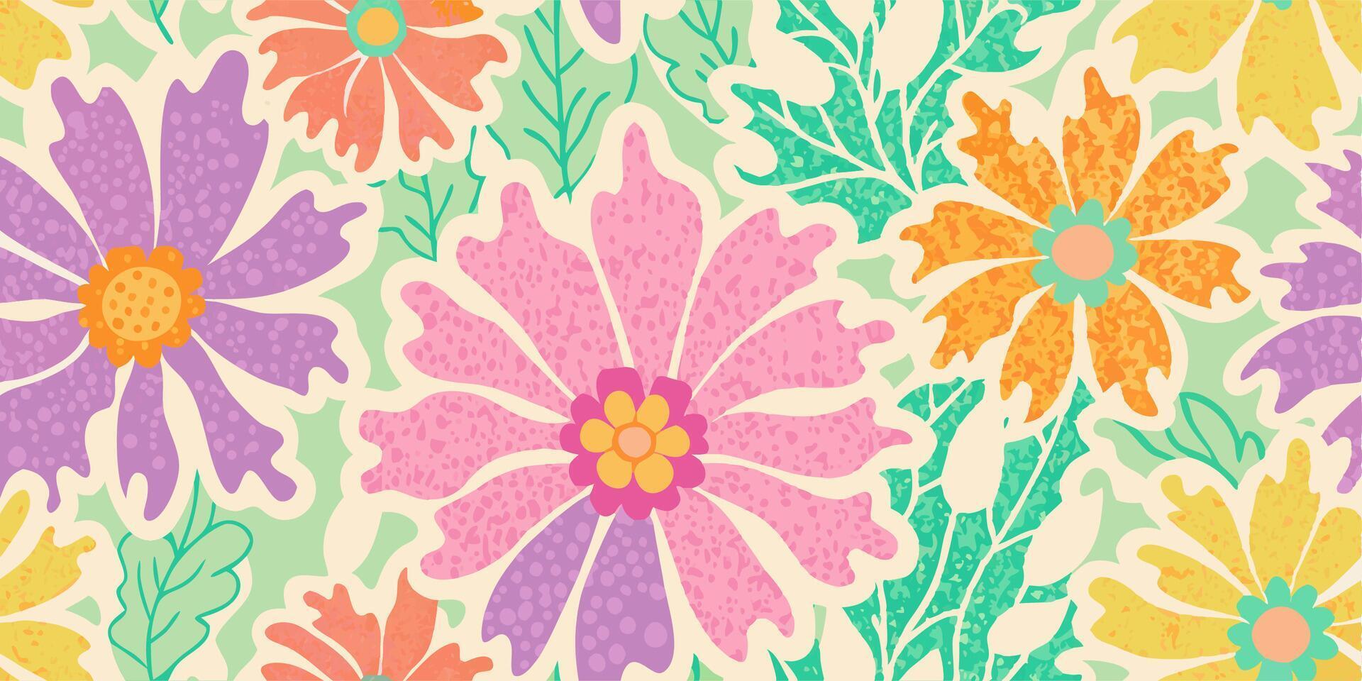 Pastel Floral Pattern Seamless Repeat Background vector