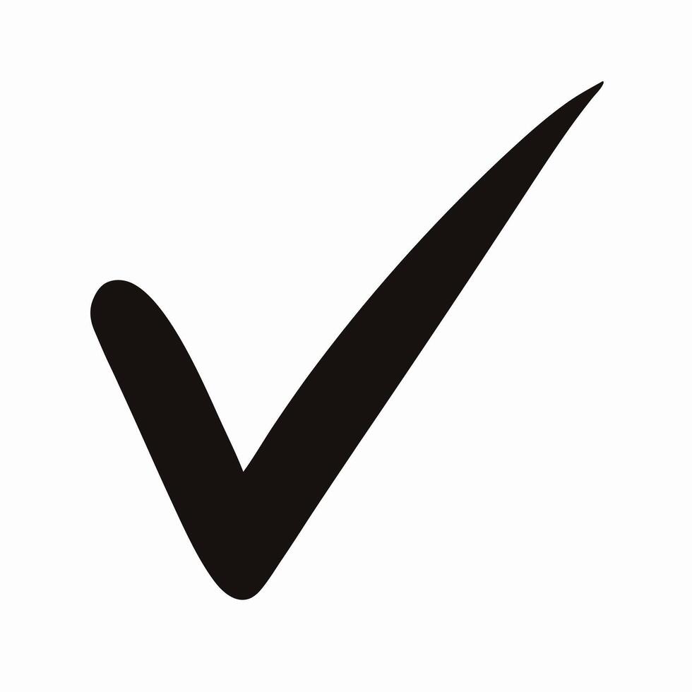 Black Check Mark Icon Hand drawn Tick Symbol vector