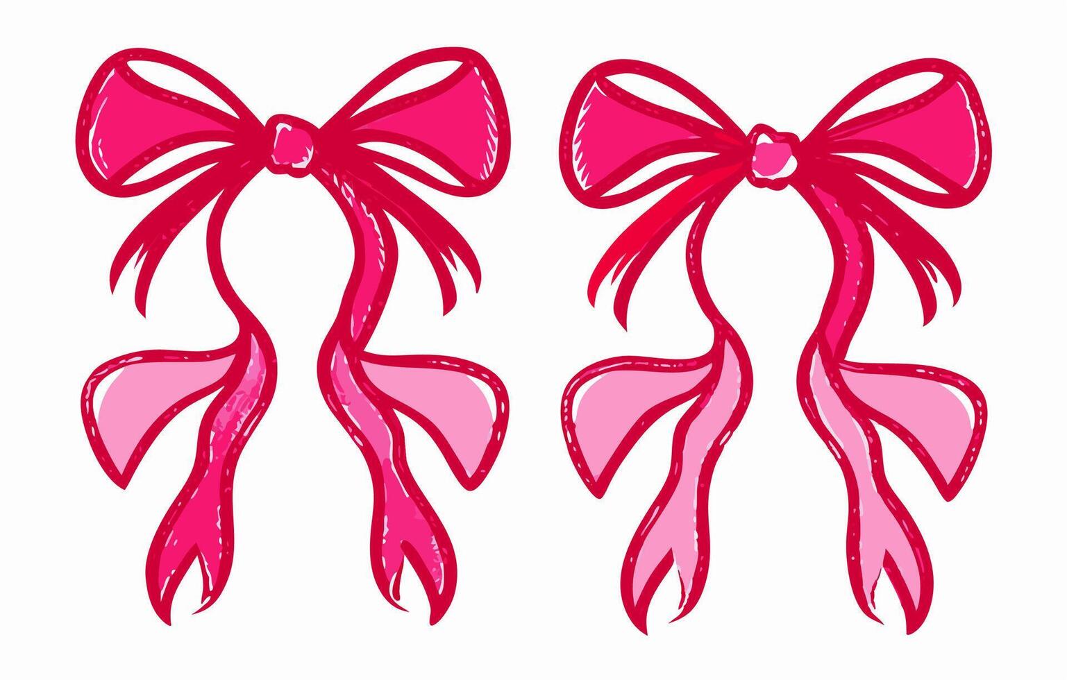 Two Pink Watercolor Style Bows, Gift Wrapping Design Element vector