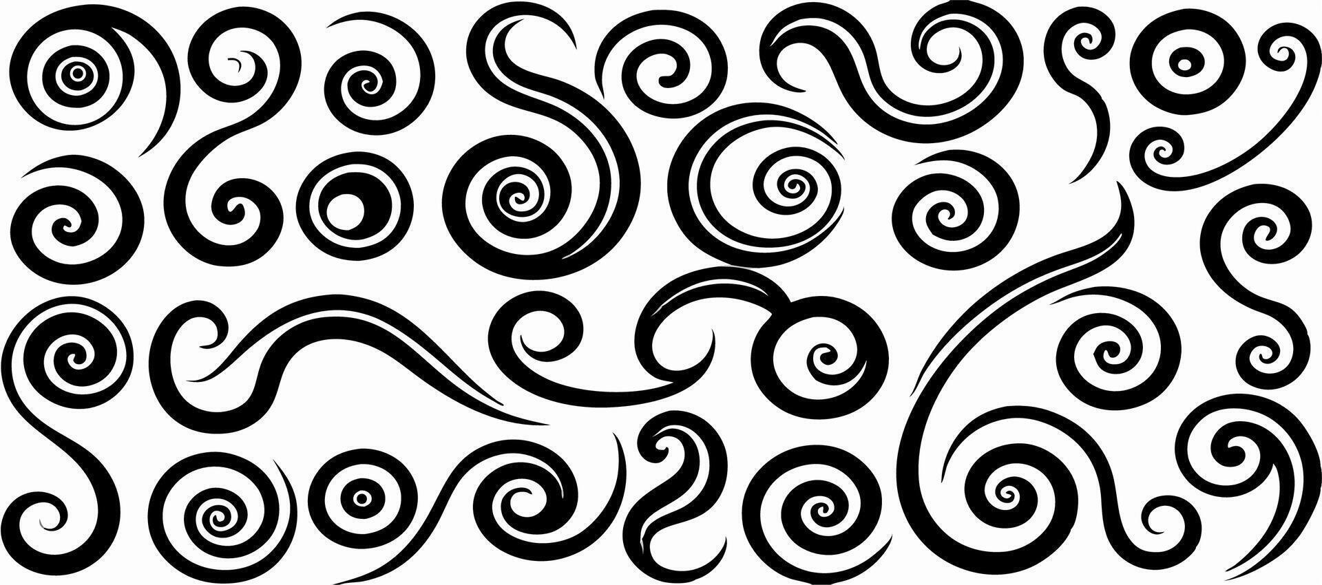 Collection of Black Swirl and Spiral Designs vector