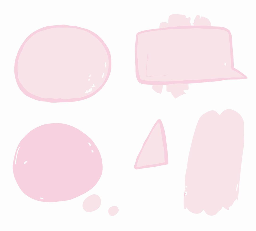 Pink Hand Drawn Speech Bubbles and Shapes Set vector