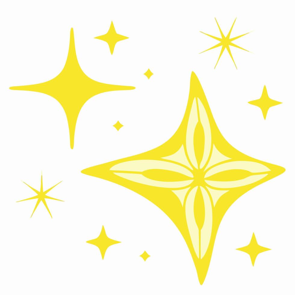 Yellow Sparkling Stars Design Element vector
