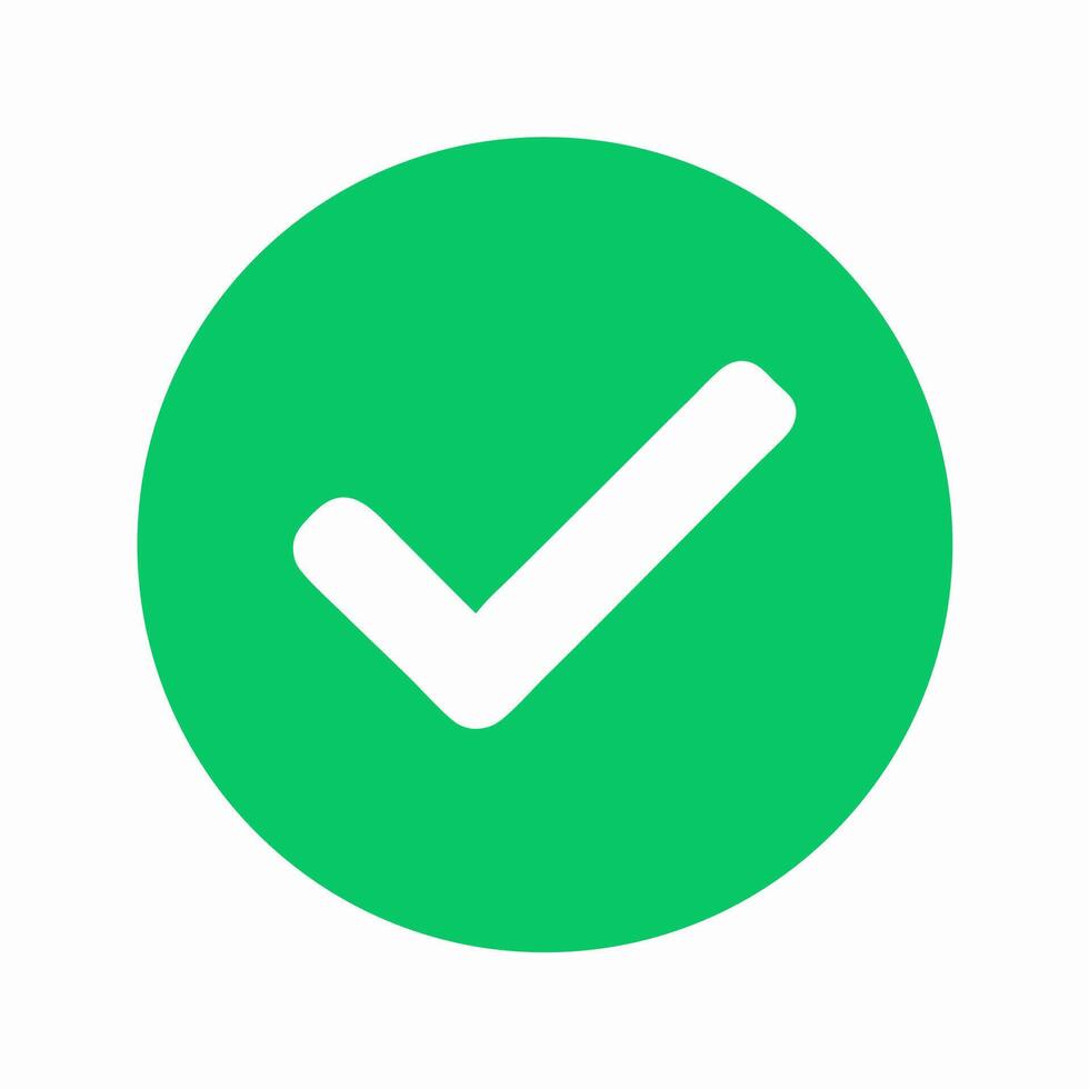 Green Circle Check Mark Icon Approval, Yes, Correct vector