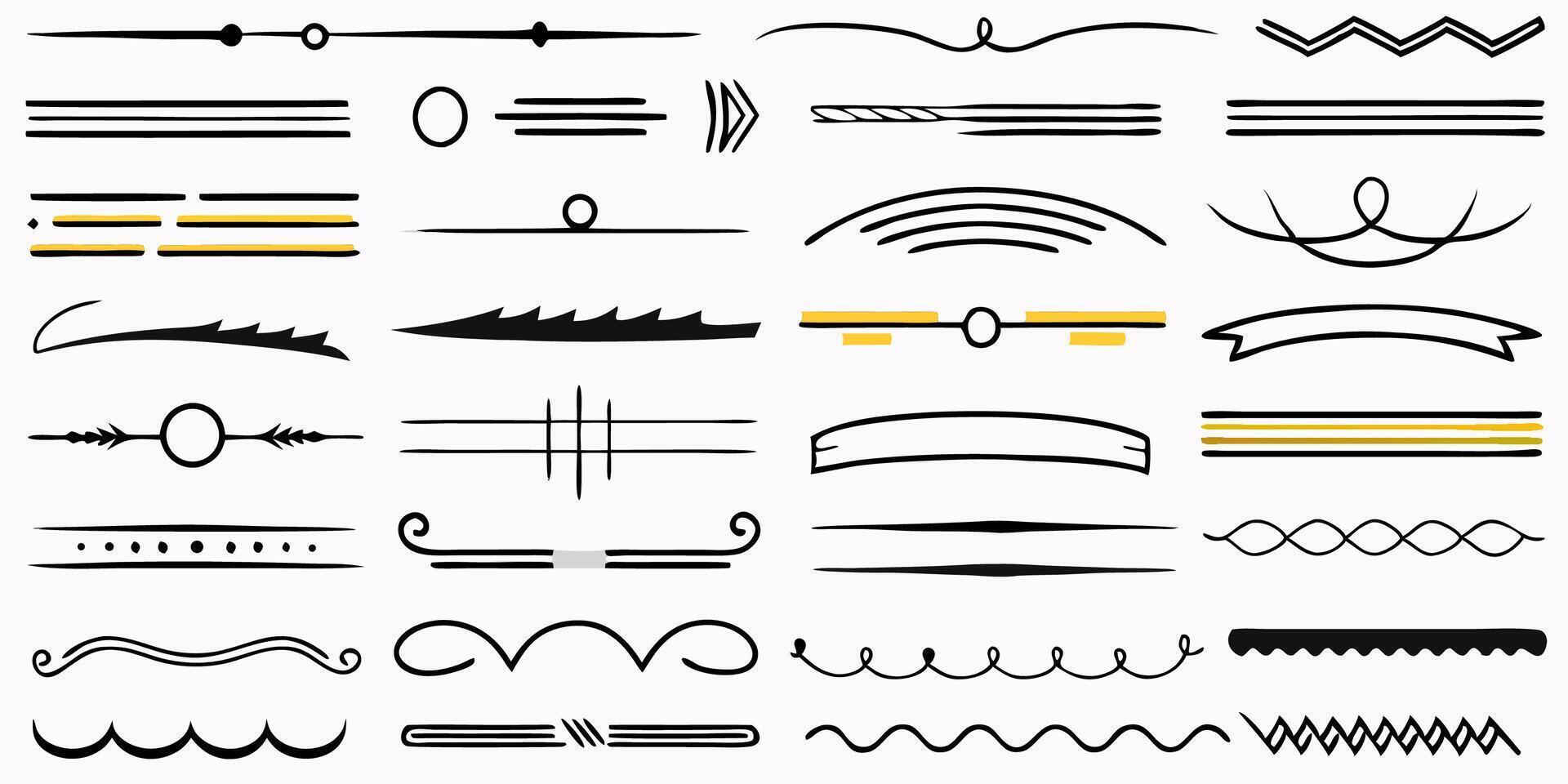 Collection of Hand Drawn Text Dividers and Decorative Lines vector