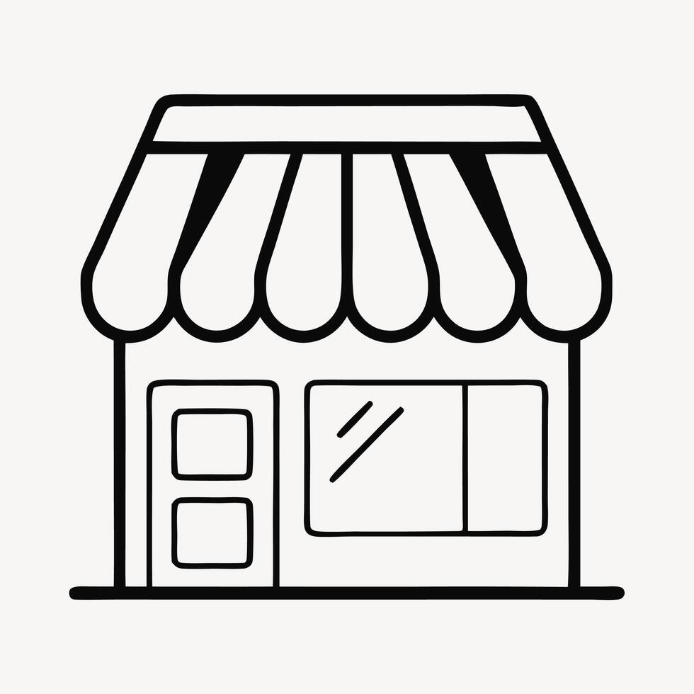 Simple Line Drawing of a Small Shop or Store vector