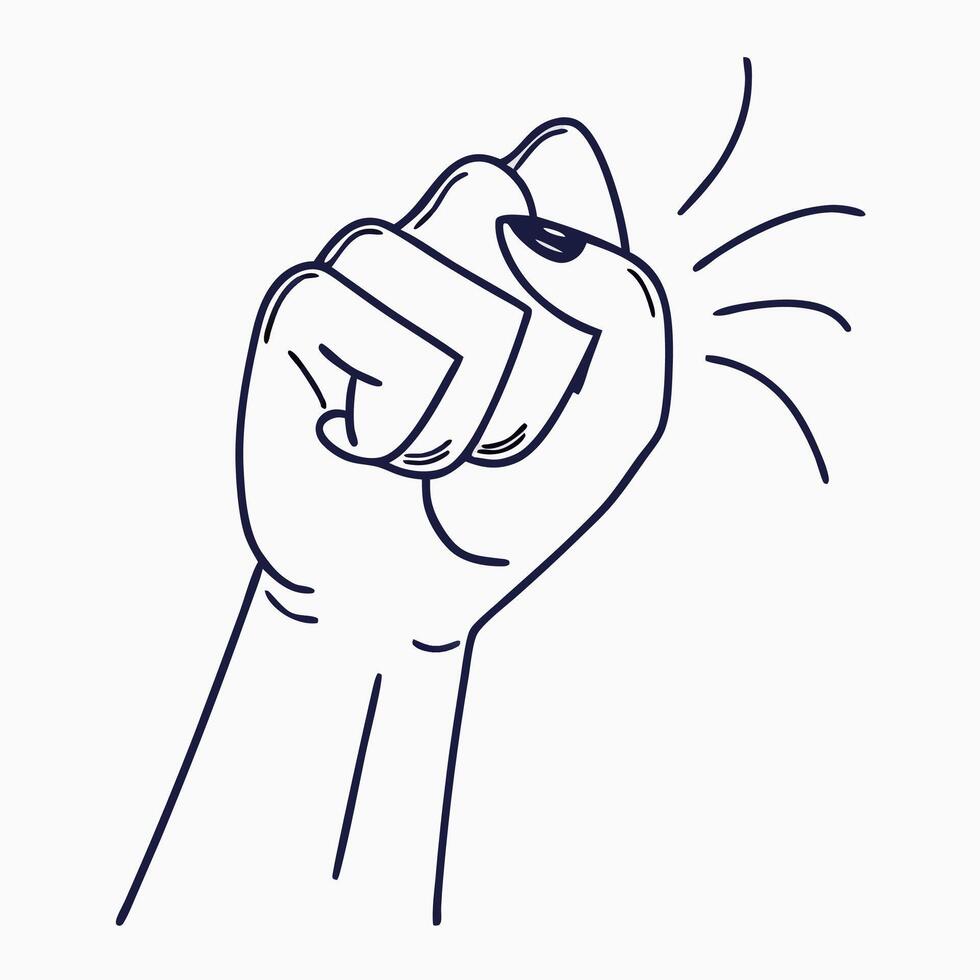 Close up Line Art Drawing of a Fist, Power and Strength vector