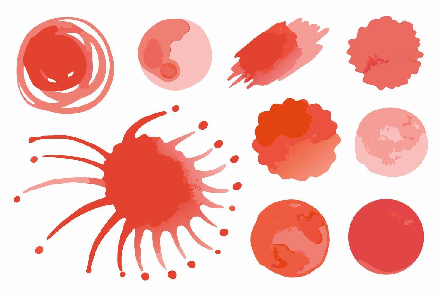 Red Watercolor Splashes and Stains Design Elements vector