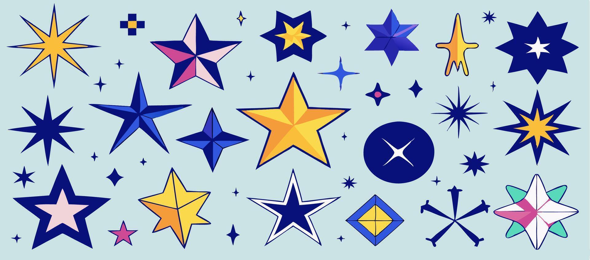 Collection of Colorful Star Icons Graphic Design Elements vector