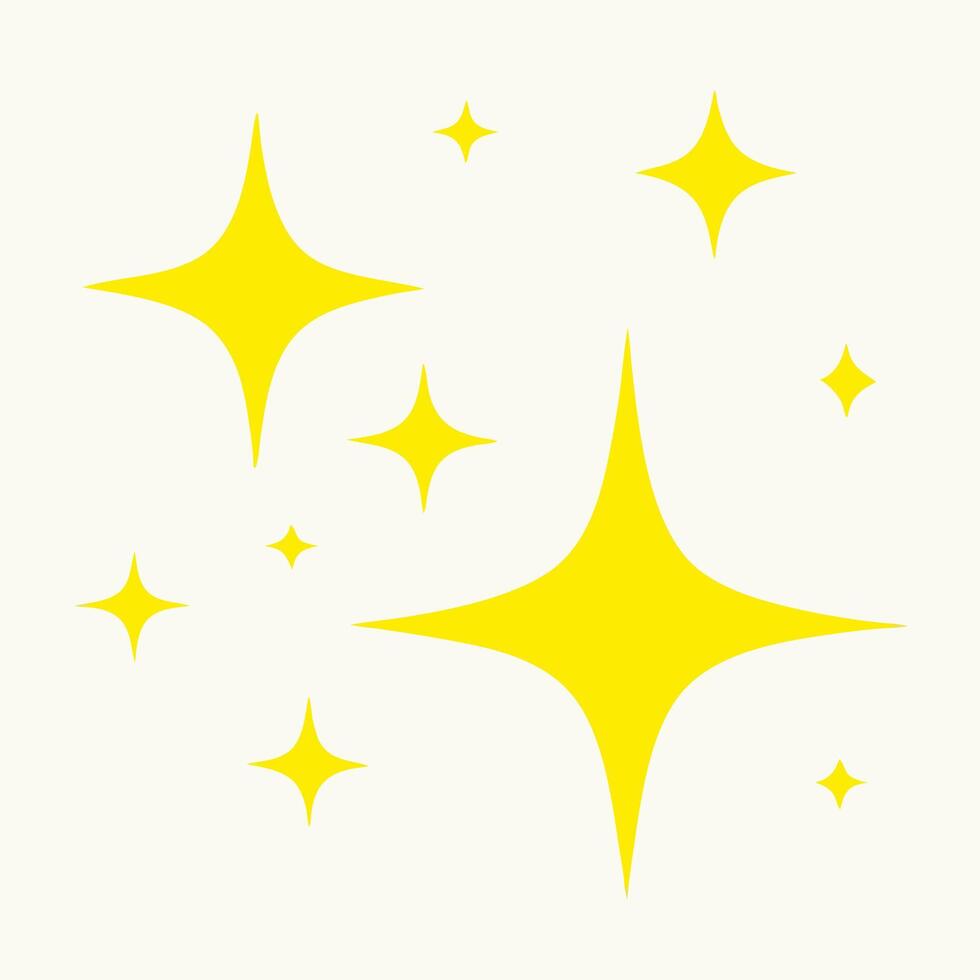 Yellow Sparkling Stars, Glowing Light Effect, Bright Twinkle vector