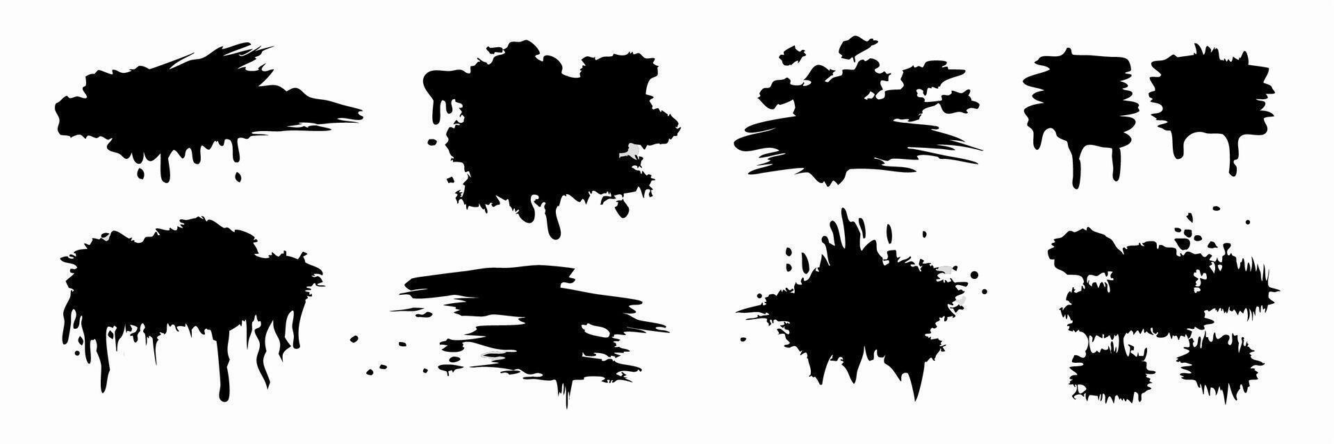 Black Ink Splatter and Brush Stroke Set Design Elements vector
