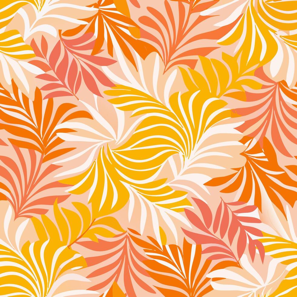 Orange and Yellow Tropical Leaf Pattern Background vector