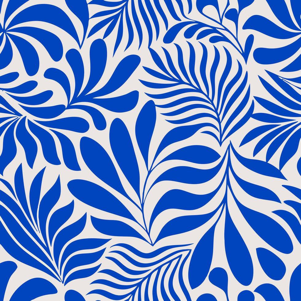 Blue and White Floral Pattern Seamless Repeat vector