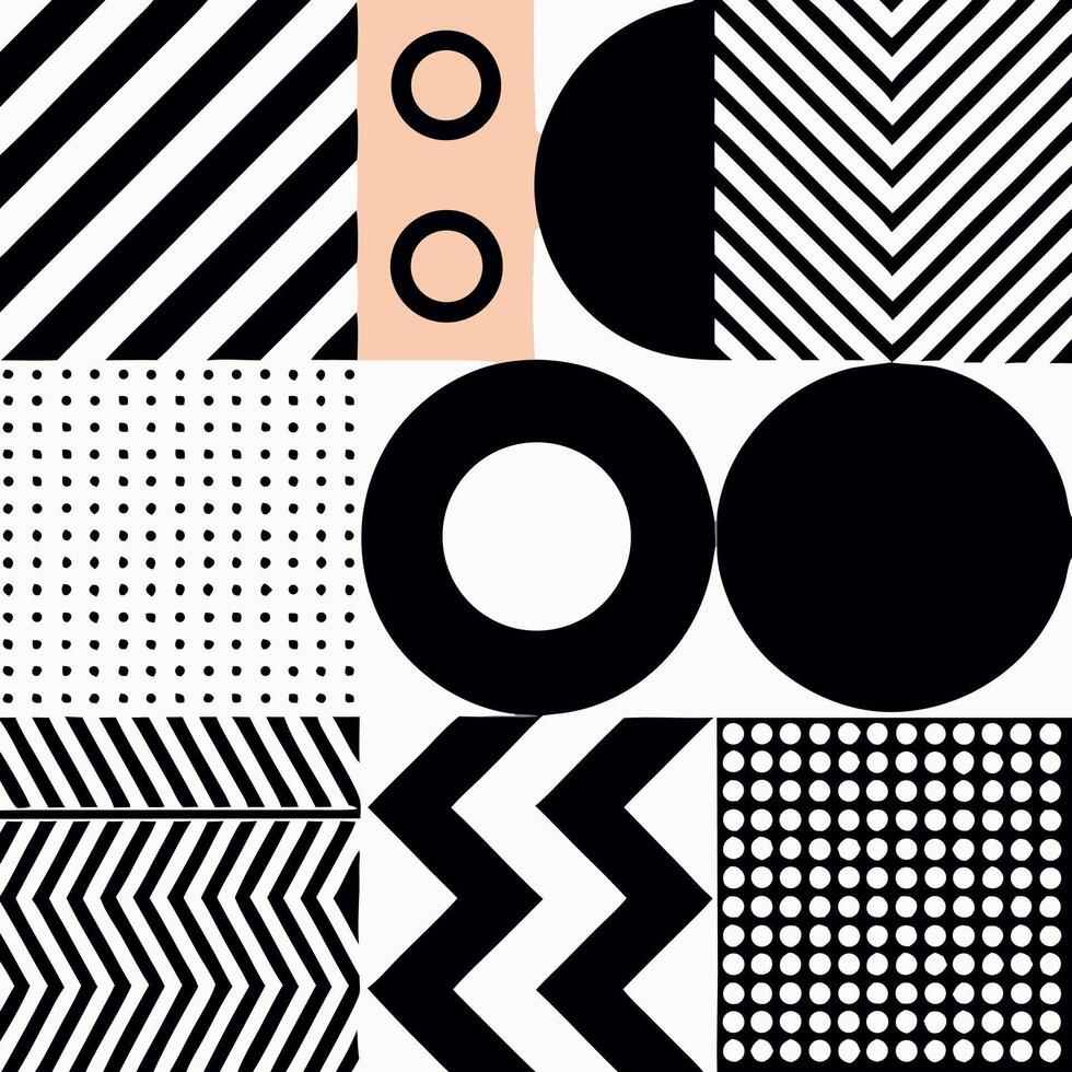Abstract Geometric Black and White Pattern Design vector