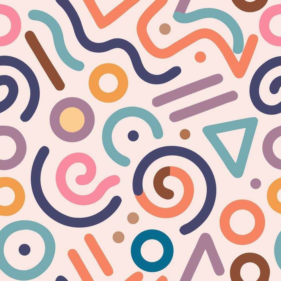 Abstract Geometric Seamless Pattern Colorful Shapes and Lines vector