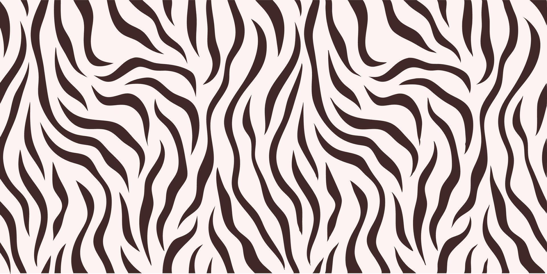 Seamless Zebra Stripe Pattern, Brown and White Animal Print Texture vector