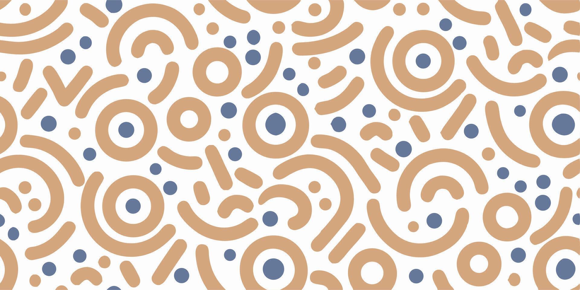 Abstract Seamless Pattern Beige and Blue Organic Shapes vector
